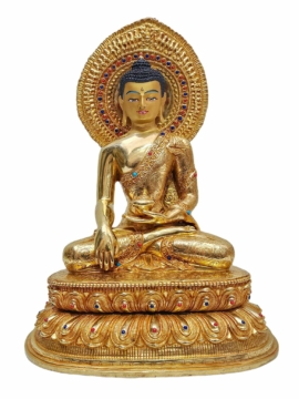 Shakyamuni Buddha Statue - Copper with Gold-Plated Finish and Hand-Painted Details