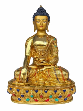 Shakyamuni Buddha Copper Statue with Gold Face