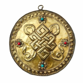 Brass Tibetan Calendar Wall Hanging with Endless Knot
