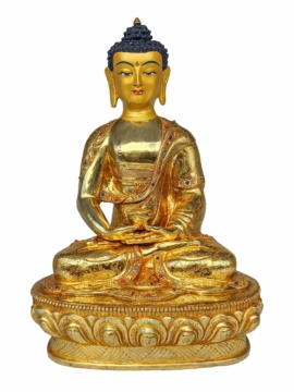 Estatua de Cobre de Buda Amitabha con Rostro Pintado
