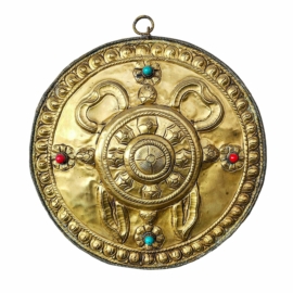 Metal Tibetan Calendar with Sacred Dharma Wheel