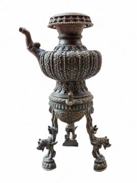 Vaso de ofrenda de agua Karuwa de bronce antiguo