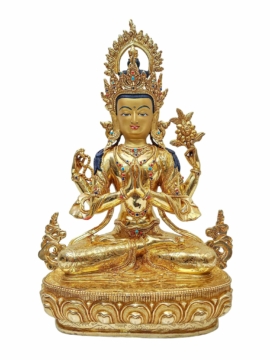 Copper Chenrezig Statue with Gold Plating