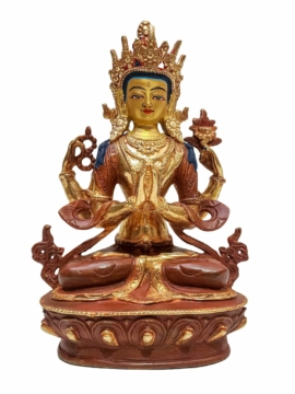 Chenrezig Copper Statue with Gold-Plated Finish