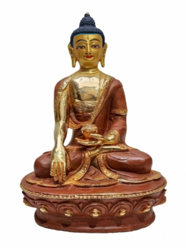 Statue en cuivre de Shakyamuni Bouddha avec finition dorée
