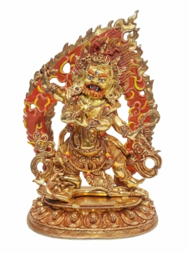 Vajrapani Copper Statue with Gold-Plated Face - Embodying Strength and Protection