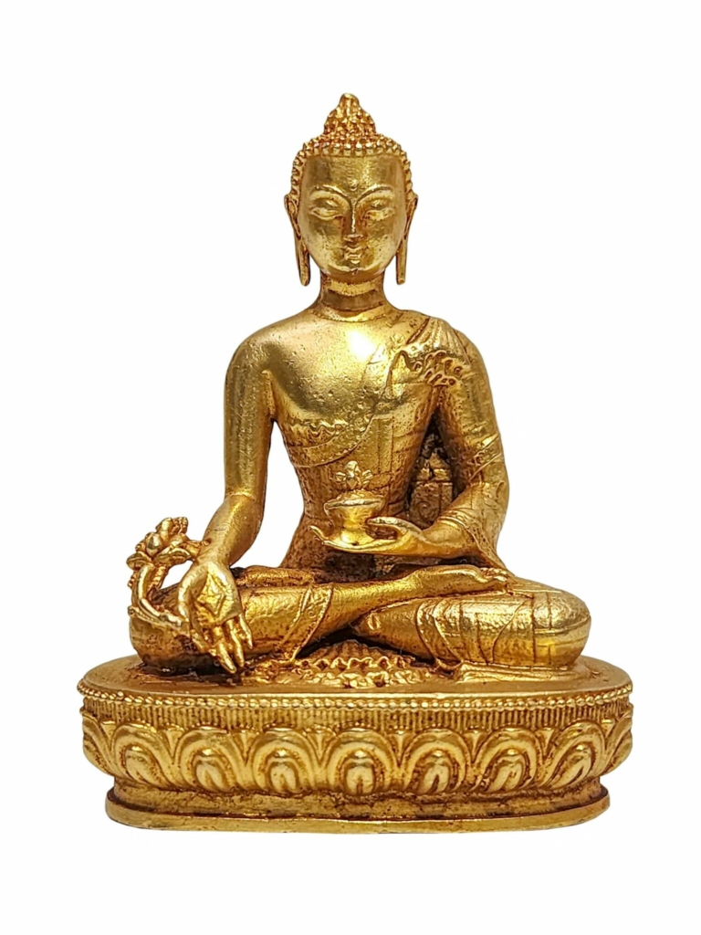 Gold-Plated Copper Miniature Medicine Buddha Statue