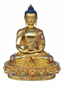 Estatua de Buda Amitabha en cobre dorado