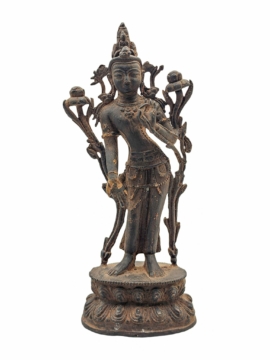 Antique Finish Padmapani Lokeshvara Copper Statue - Embodiment of Compassion and Wisdom