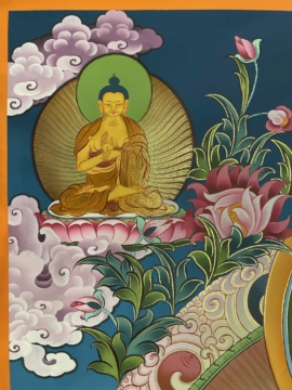 Hand-Painted Green Tara Thangka on Cotton Canvas