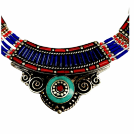 Collier Tribal Népalais en Métal avec Incrustation
