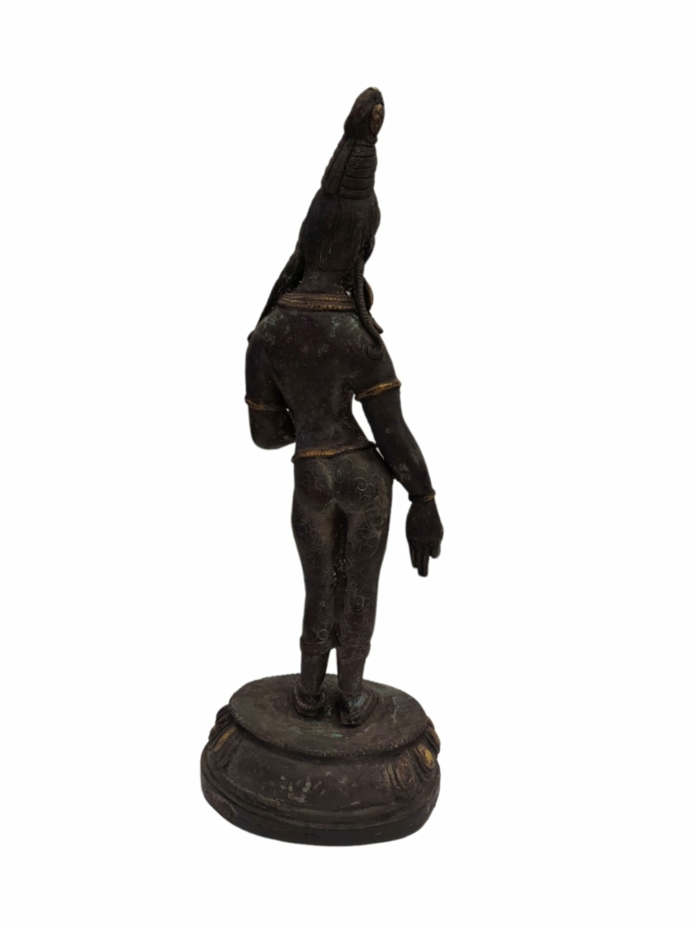 Copper Standing Tara Statue with Gold Plating