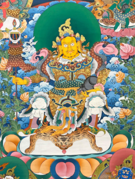 Yellow Jambhala Thangka on Cotton Canvas