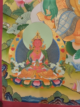 Green Tara Thangka on Cotton Canvas