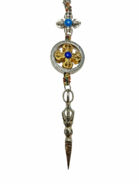 Amulette en métal du Double Dorje et du Phurba