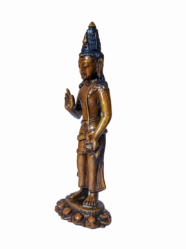 Statue miniature en cuivre intricately du Bouddha Maitreya