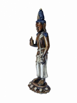 Statue en cuivre de Bouddha Maitreya avec oxydation argentée