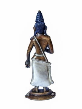 Statue en cuivre de Bouddha Maitreya avec oxydation argentée
