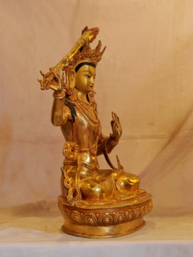 Stunning Gold-Plated Manjushri Statue