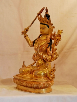 Stunning Gold-Plated Manjushri Statue