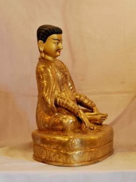 Handcrafted Copper Statue of Marpa Lotsawa with Gold Plating