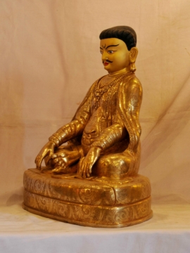 Handcrafted Copper Statue of Marpa Lotsawa with Gold Plating