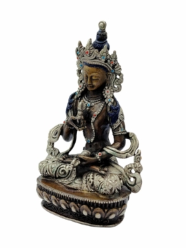 Manjushri Copper Statue with Silver Finish