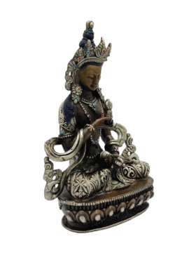 Manjushri Copper Statue with Silver Finish