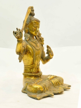 Gold-Plated Copper Manjushri Statue