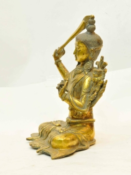 Gold-Plated Copper Manjushri Statue
