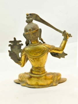 Gold-Plated Copper Manjushri Statue