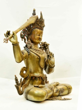 Antique Manjushri Stone Statue &ndash; Handcrafted Masterpiece