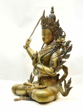 Antique Manjushri Stone Statue &ndash; Handcrafted Masterpiece