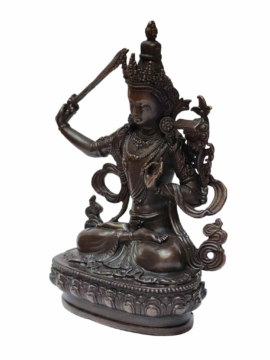 Oxidized Miniature Manjushri Statue &ndash; Perfect for Buddhist Devotion