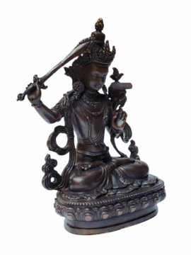 Oxidized Miniature Manjushri Statue &ndash; Perfect for Buddhist Devotion