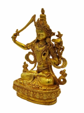 Gold-Plated Mini Manjushri Statue