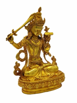 Gold-Plated Mini Manjushri Statue