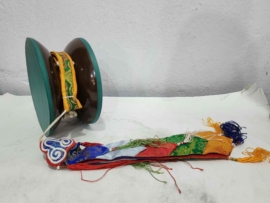 Chod Damaru Rosewood with Brocade Cover