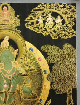 Green Tara Thangka on Cotton Canvas