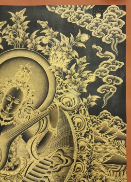 Saraswati Thangka Painting on Cotton Canvas