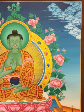Amoghasiddhi Buddha Thangka on Cotton Canvas