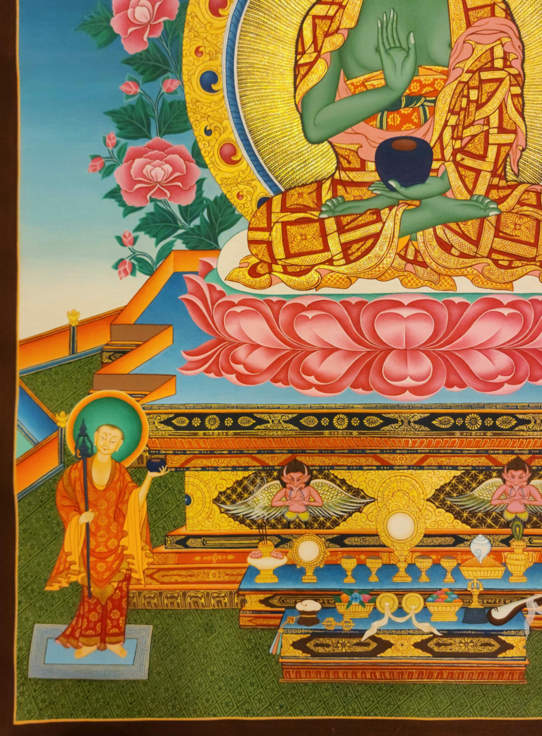 Amoghasiddhi Buddha Thangka on Cotton Canvas