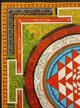 Peinture en toile de coton du mandala Sri Yantra Newari