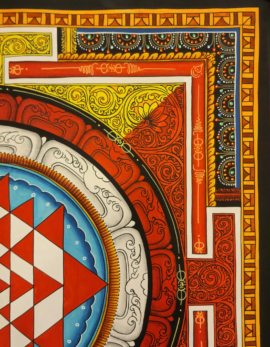 Peinture en toile de coton du mandala Sri Yantra Newari