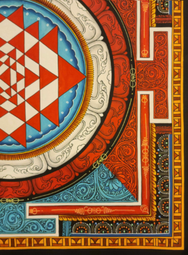 Peinture en toile de coton du mandala Sri Yantra Newari