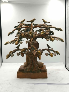 Statue d&rsquo;Amoghasiddhi Bouddha – Bouddha des bénédictions en laiton avec finition oxydée chocolat
