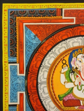 Peinture de Mandala de Ganesh Newari sur Toile de Coton