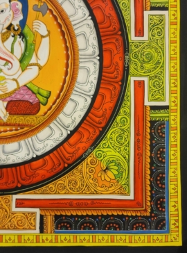 Peinture de Mandala de Ganesh Newari sur Toile de Coton