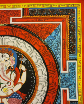 Peinture mandala de Ganesh newari sur toile de coton