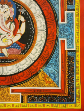 Peinture mandala de Ganesh newari sur toile de coton
